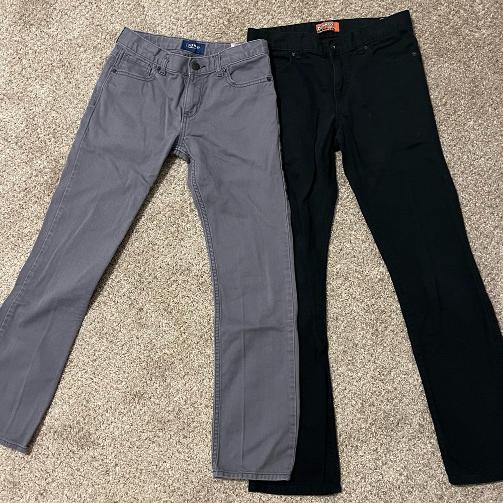 2 Pairs Included Boys Sz 14 Adjustable Waist Old Navy Grey Gray Black